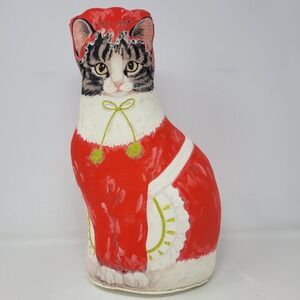 Fiddlers Elbow Adeline Halvorson Christmas Tabby Cat Weighted Fabric Doorstop